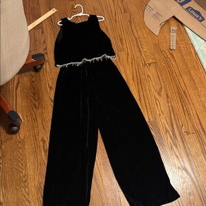 Zara Black Velvet Jumpsuit for Kids worn once